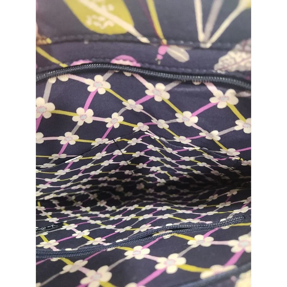 RETIRED VERA BRADLEY TALL TOTE FLORAL NIGHTINGALE PURPLE BLACK FLORAL‎ PURSE